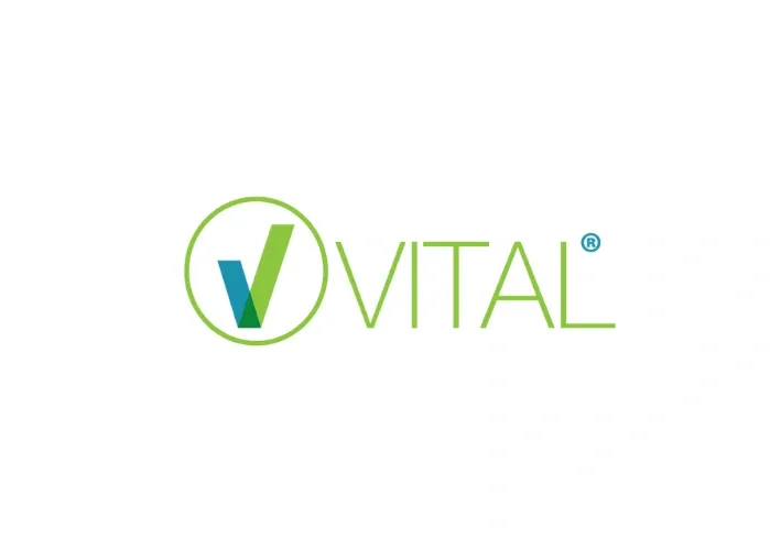 Logo of VITAL for food allergens risk assessment with a green and blue check mark inside a circle.